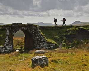 two walkers in South Devon hills